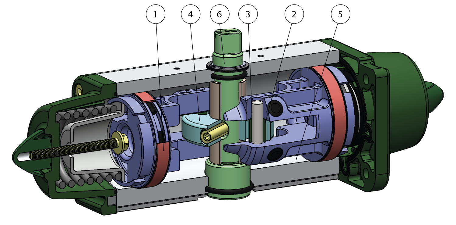 VÉRIN PNEUMATIQUE ALUMINIUM À CRÉMAILLÈRE 1/4 DE TOUR (90°)