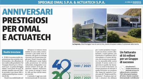 Le « Giornale di Brescia » d'aujourd'hui célèbre l'anniversaire d'ACTUATECH