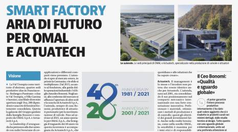 Le « Giornale di Brescia » parle de l'anniversaire d'ACTUATECH