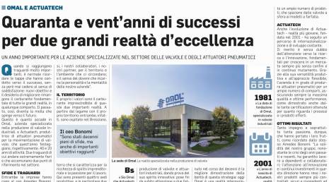 Le « Corriere della Sera » raconte l'anniversaire d'ACTUATECH
